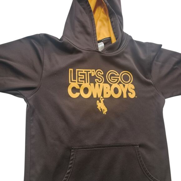 Russell Hoodie Youth XL Mens Small University Wyoming Lets Go Cowboys Sweatshirt - Picture 1 of 12